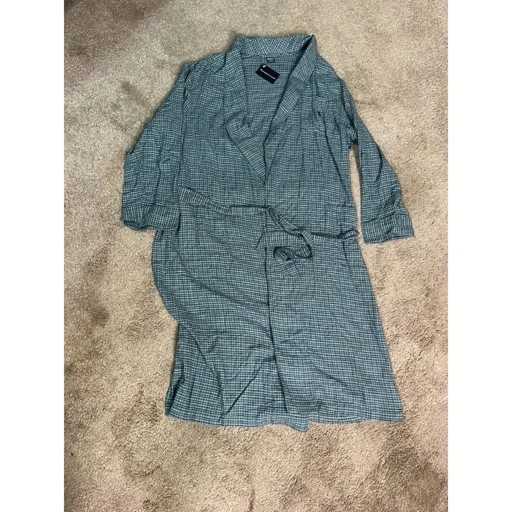 NWT‎ Vintage Ralph Lauren Polo Robe Mens Blue Check Plaid Logo Pony Size L/XL